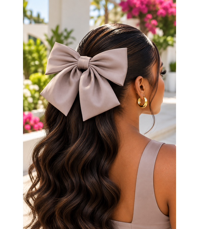 A Girl's Girl Hair Bow - Taupe