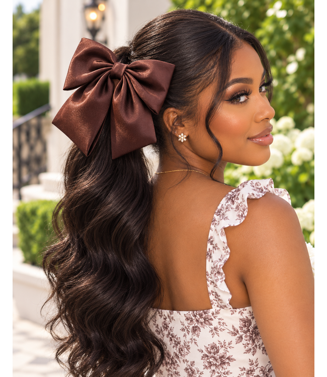 A Girl's Girl Hair Bow - Brown