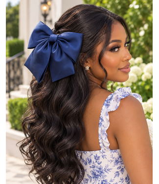 A Girl's Girl Hair Bow - Navy