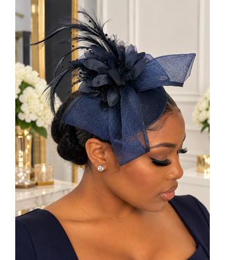 Rosey Affair Fascinator - Navy