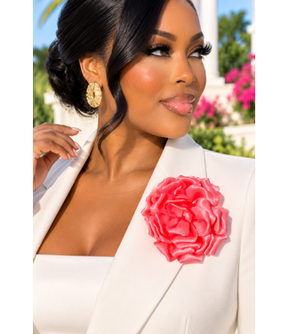 Full Bloom Brooch & Hair Pin - Coral