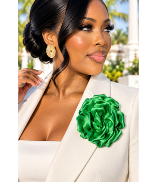 Full Bloom Brooch & Hair Pin - Green