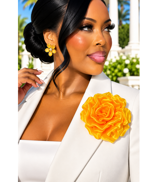 Full Bloom Brooch & Hair Pin - Mustard