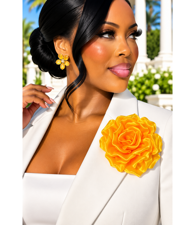Full Bloom Brooch & Hair Pin - Mustard