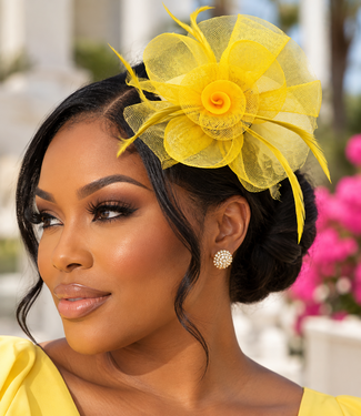Hello Rose Fascinator - Yellow