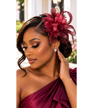 Lady Prestige Fascinator & Corsage - Burgundy