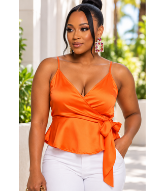 BLISSFUL MOOD PEPLUM TOP ORANGE