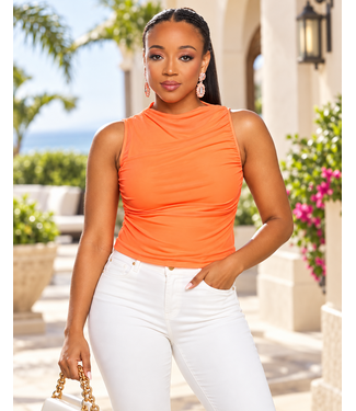 BENEATH THE LAYERS MESH TOP ORANGE