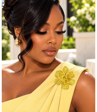 Evening Edit Brooch & Hair Clip - Yellow