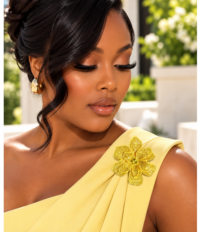 Evening Edit Brooch & Hair Clip - Yellow