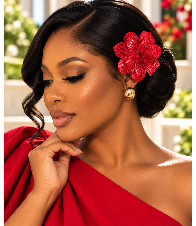 Evening Edit Brooch & Hair Clip - Red