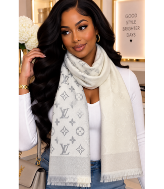 LV Luxe Scarf - Silver/Ivory