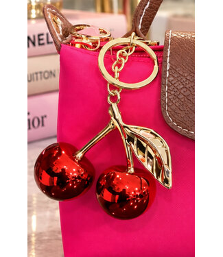 Cherry Supreme Bag Charm - Metallic Red