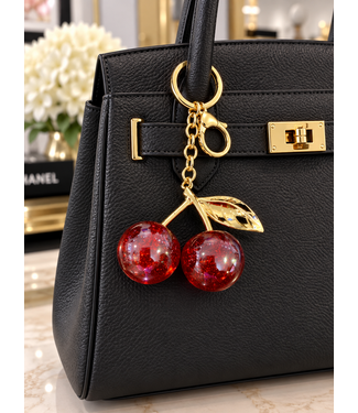 Cherry Supreme Bag Charm - Sparkle Red