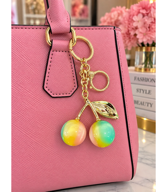Cherry On Top Bag Charm - Pink/Teal