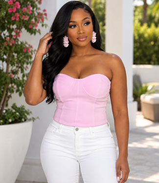NEW WAYS BUSTIER CORSET CROP TOP PINK