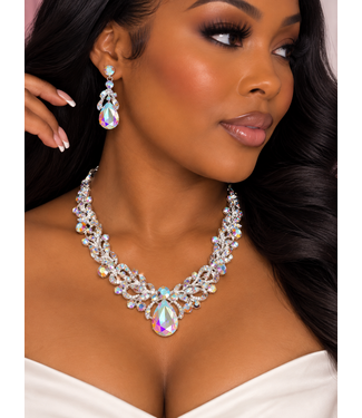 Full Shine Necklace Set - Silver Iridescent