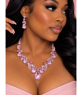 Crystal Crush Necklace Set - Pink