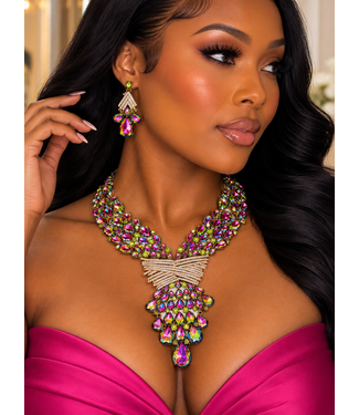 Drop Dead Gorgeous Necklace Set - Green Iridescent