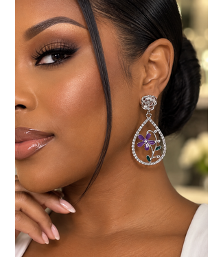 Dahlia Dream Earrings - Silver Purple