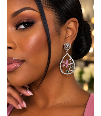 Dahlia Dream Earrings - Silver Light Pink