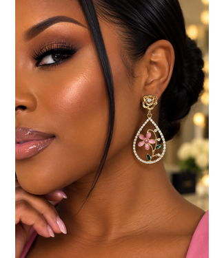 Dahlia Dream Earrings - Gold Light Pink