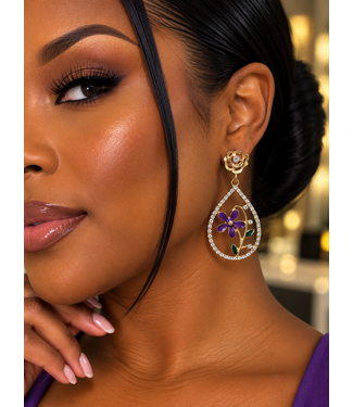 Dahlia Dream Earrings - Gold Purple