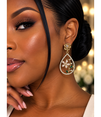 Dahlia Dream Earrings - Gold White