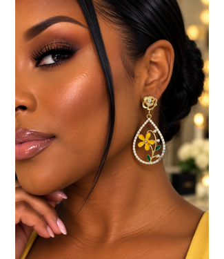 Dahlia Dream Earrings - Gold Yellow