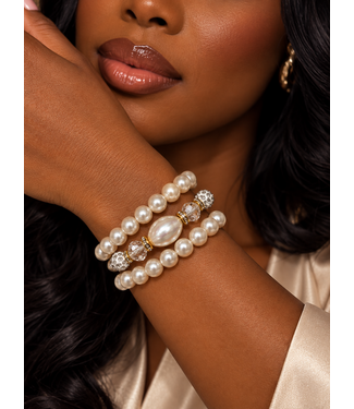 Pearl Darling 3PC Bracelet Set - Cream White