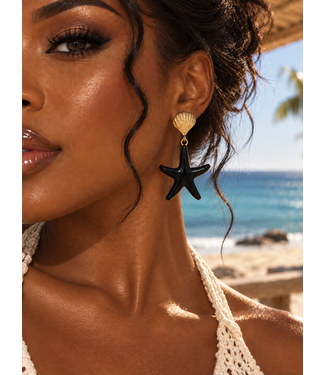 Twinkle Little Seastar Earrings - Gold Black