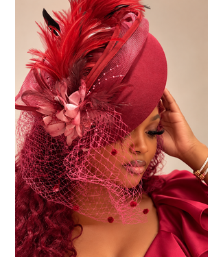 High Society Fascinator - Burgundy