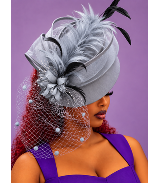 High Society Fascinator - Grey