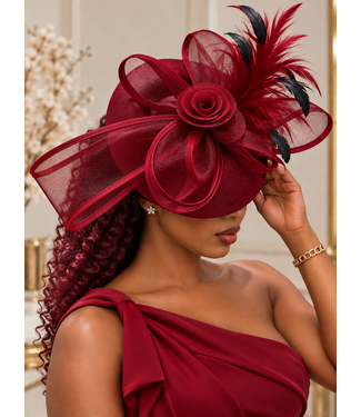 Prestige Petal Fascinator - Burgundy