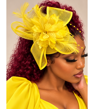 Rose Royale Fascinator - Yellow
