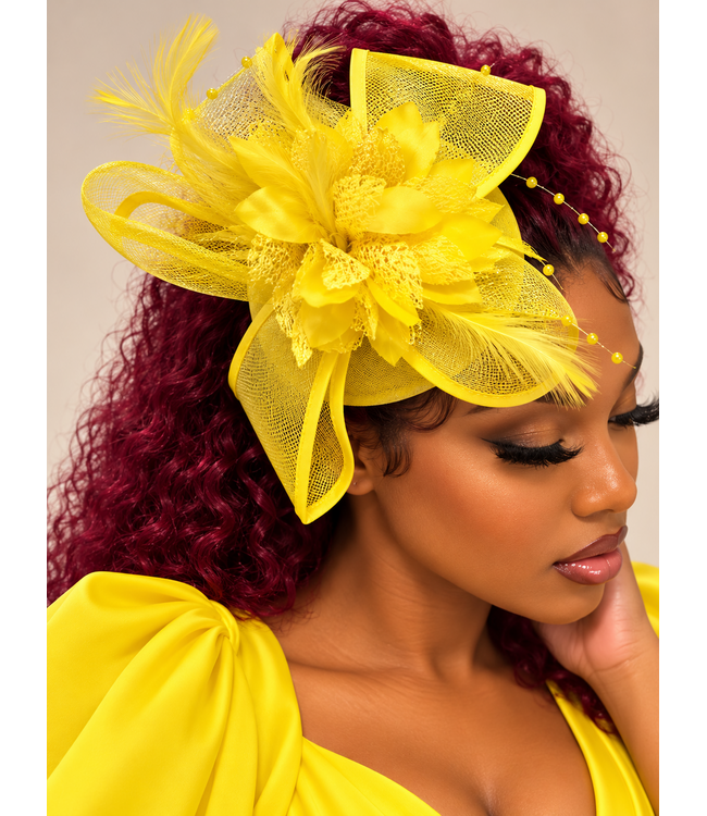 Rose Royale Fascinator - Yellow
