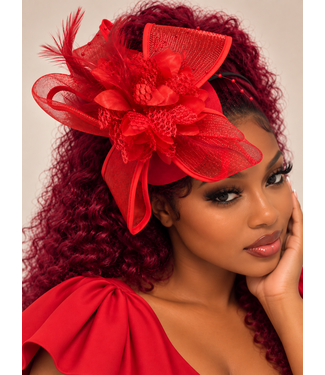 Rose Royale Fascinator - Red