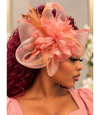 Rose Royale Fascinator - Peach