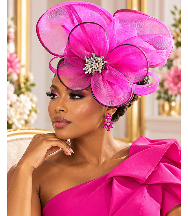 Bursting Bloom Fascinator - Fuchsia