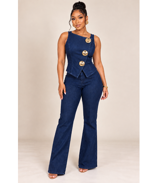 City Chic Denim Pants Set