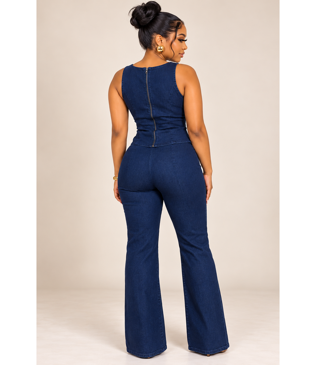 City Chic Denim Pants Set