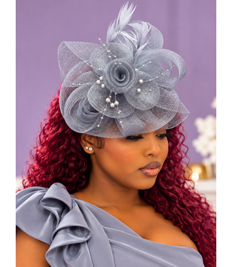 Royal Rosette Fascinator - Grey