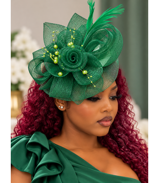 Royal Rosette Fascinator - Green