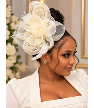 Royal Rosette Fascinator - Ivory