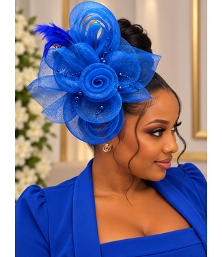 Royal Rosette Fascinator - Royal Blue