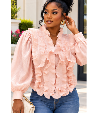Always Confident Ruffle Top - Pink