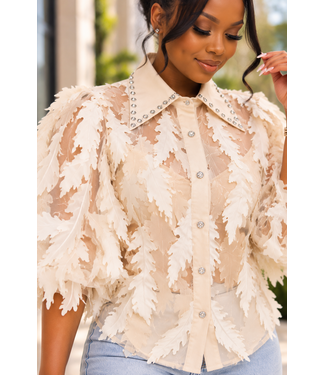 Gypsy Feel Buttoned Top - Beige