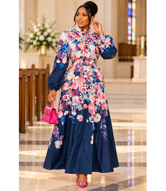Garden Of Roses Buttoned Maxi Dress
