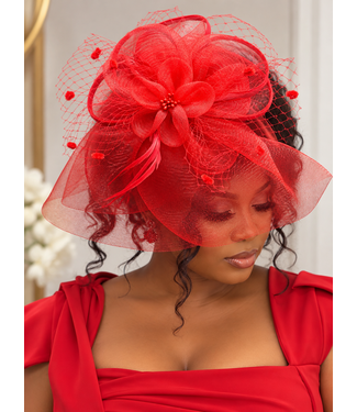Duchess In Bloom Fascinator - Red