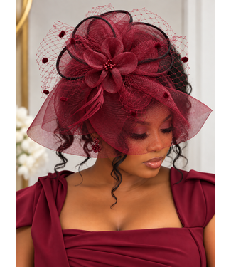 Duchess In Bloom Fascinator - Burgundy